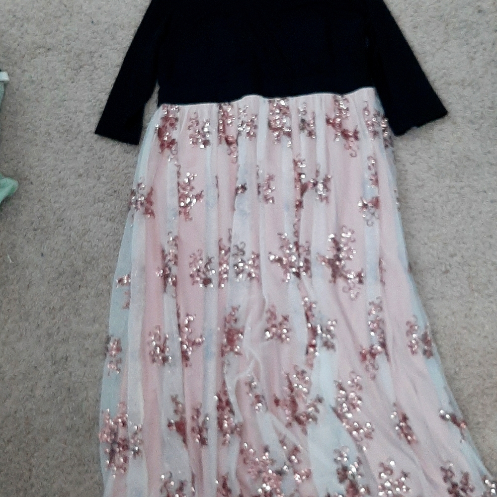 Pink and black sparkly prom dress